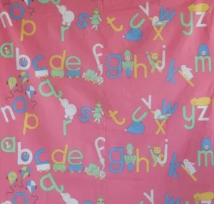New Palava ABC Pink Pastel Print Fabric - Cotton