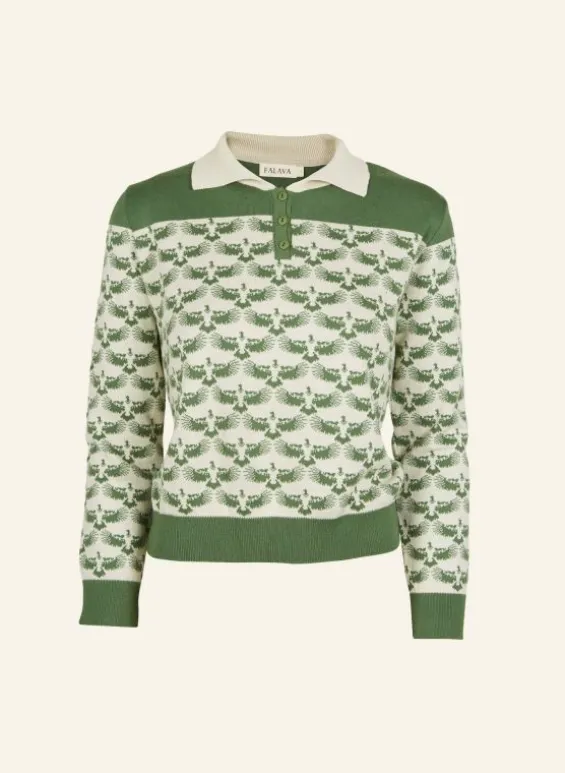 Store Palava Aila - Green Jacquard Eagle - Knitted Top