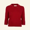 Hot Palava Aila Knitted Cotton Top - Crimson Red