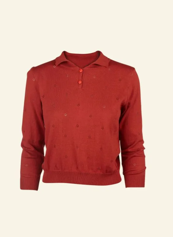 Shop Palava Aila Knitted Top - Rust Red