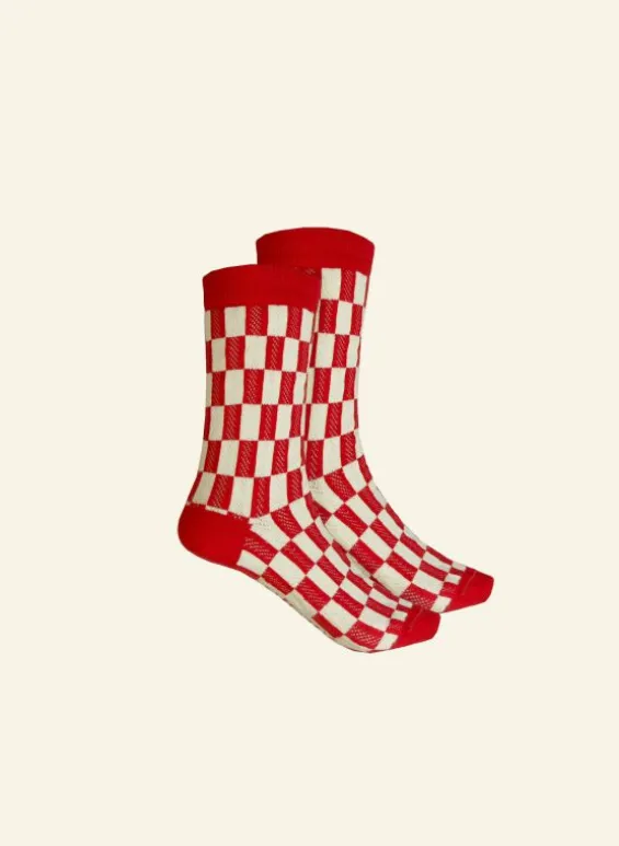 Sale Palava Ankle Socks - Red Check