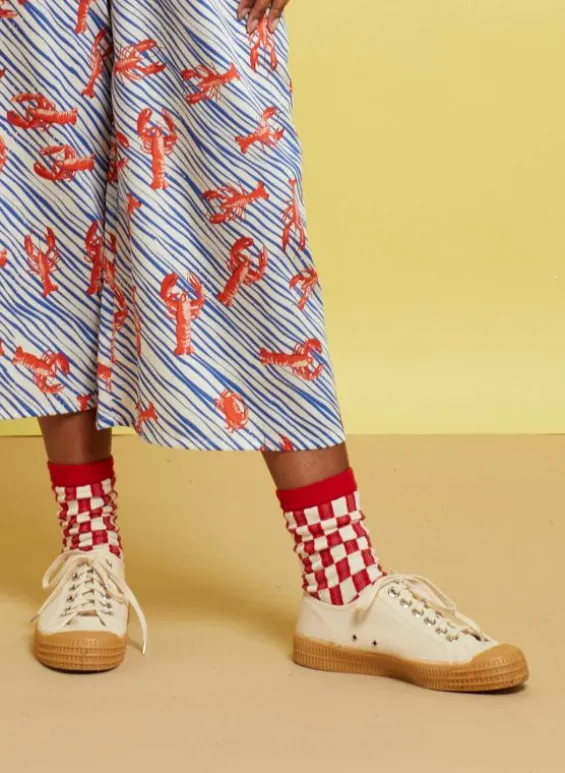 Sale Palava Ankle Socks - Red Check