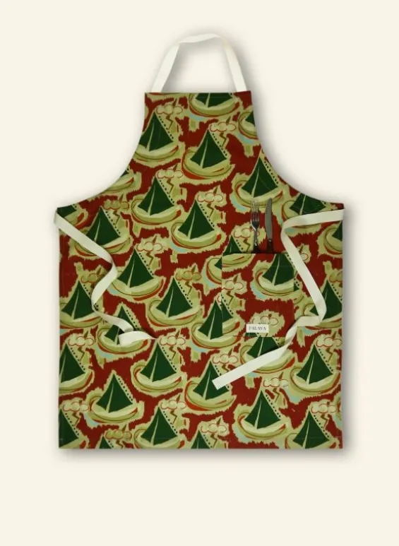 Online Palava Apron - Burgundy Sailing Boats
