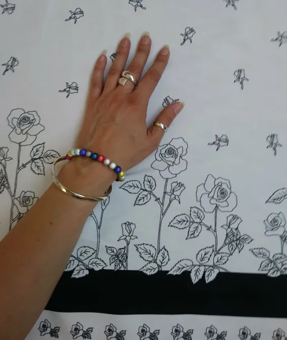 Cheap Palava Black and White Roses Fabric - Cotton Twill