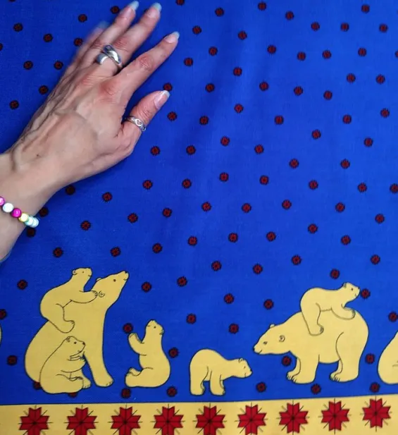 Outlet Palava Blue Polar Bear Fabric - Cotton Twill