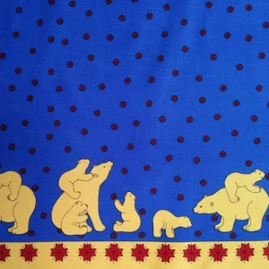 Outlet Palava Blue Polar Bear Fabric - Cotton Twill