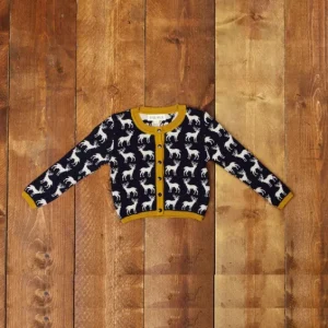 Store Palava Children's Cardigan - Navy Reindeer