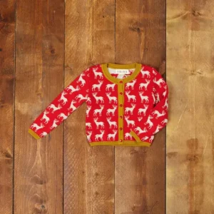 New Palava Children's Cardigan - Red Reindeer
