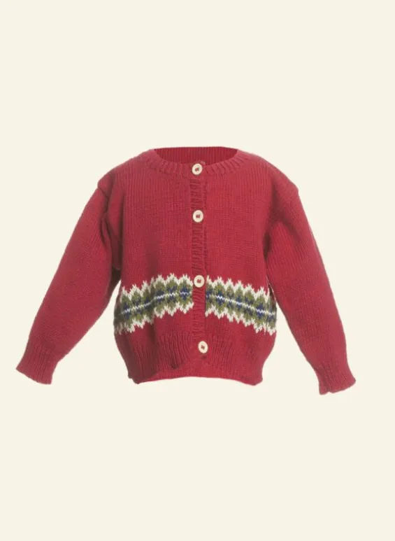 Cheap Palava Children's Cardigan - Red Zig Zag