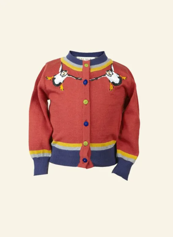 Online Palava Children's Classic Cardigan - Rust Puffin