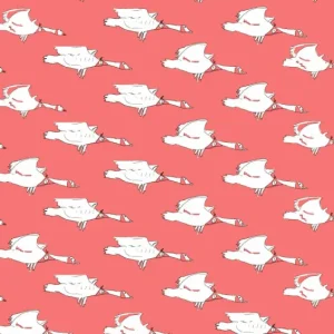 Cheap Palava Coral Ducks Jersey Fabric - Cotton