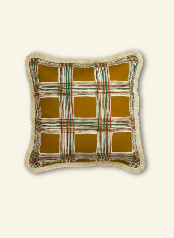 Hot Palava Cushion Cover - Mustard Checks