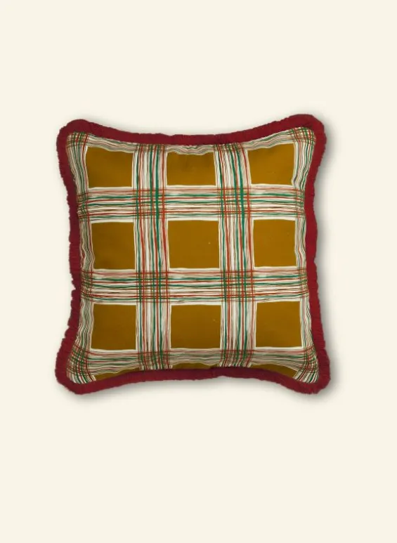 Hot Palava Cushion Cover - Mustard Checks