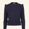 Best Palava Diana - Navy Ruffle Knitted Top