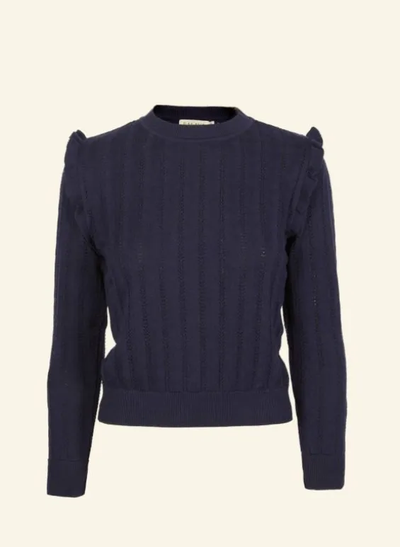 Best Palava Diana - Navy Ruffle Knitted Top