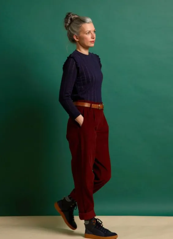 Best Palava Diana - Navy Ruffle Knitted Top