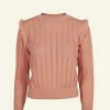 Fashion Palava Diana Knitted Cotton Top - Pink Ruffle