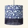 Online Palava Drum Fringe Lampshade - Navy Autumn Leaves