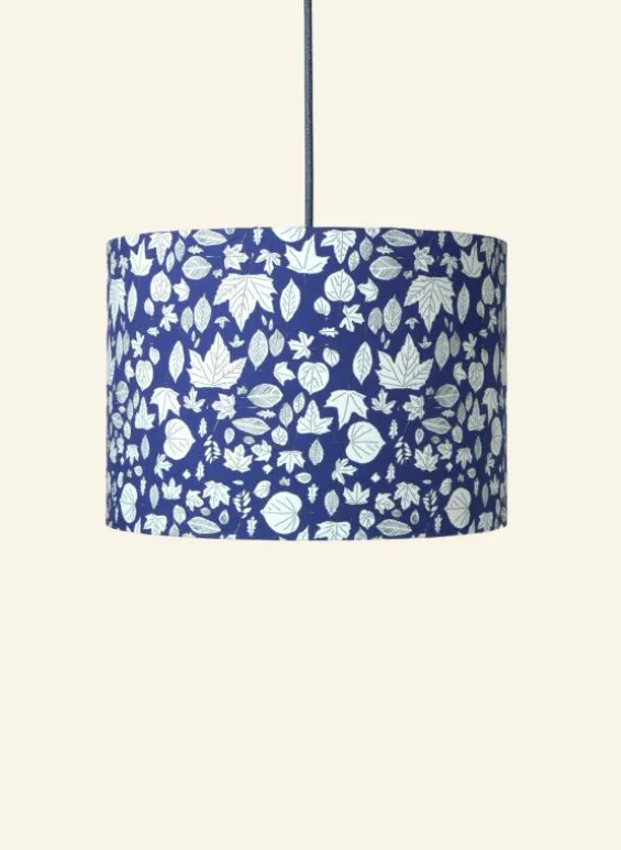 Clearance Palava Drum Lampshade - Navy Autumn Leaves