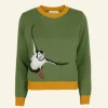 Clearance Palava Esther Long Knitted Jumper - Green Puffin