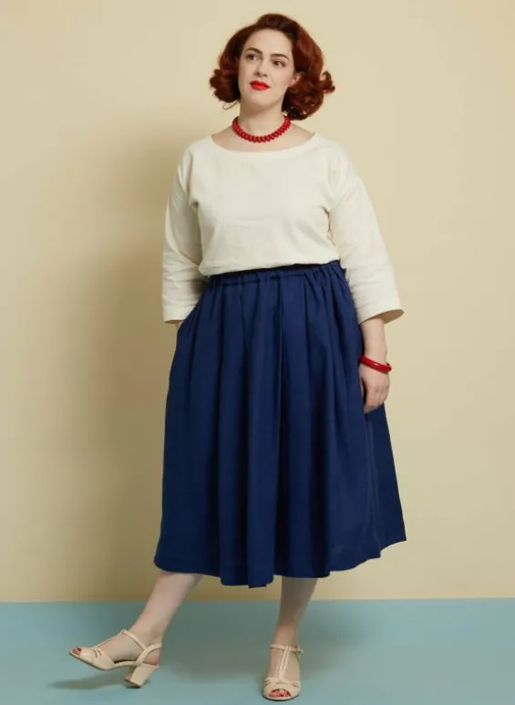 Hot Palava Florence Skirt - Navy Linen