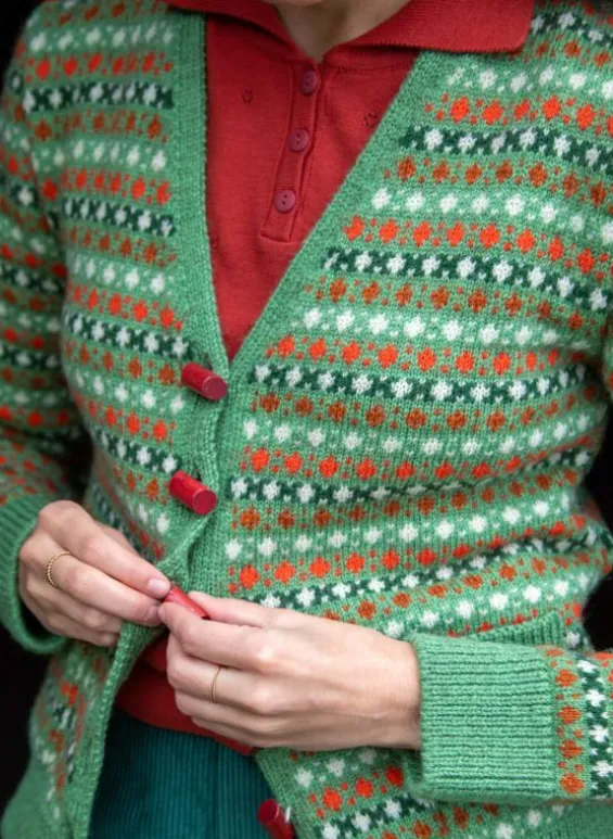 Flash Sale Palava Heritage - 100% British Wool Cardigan - Popcorn Green