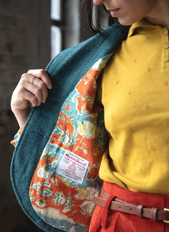 Shop Palava Heritage Riding Jacket - Teal with Treasure Map Lining