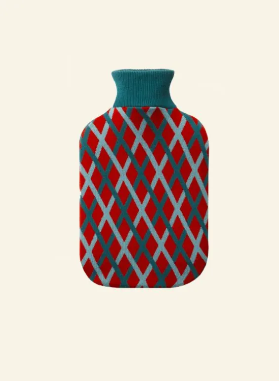 Sale Palava Hot Water Bottle Cover - Teal Lattice