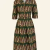 Store Palava Ida - Green Mid-Century Feather Dress