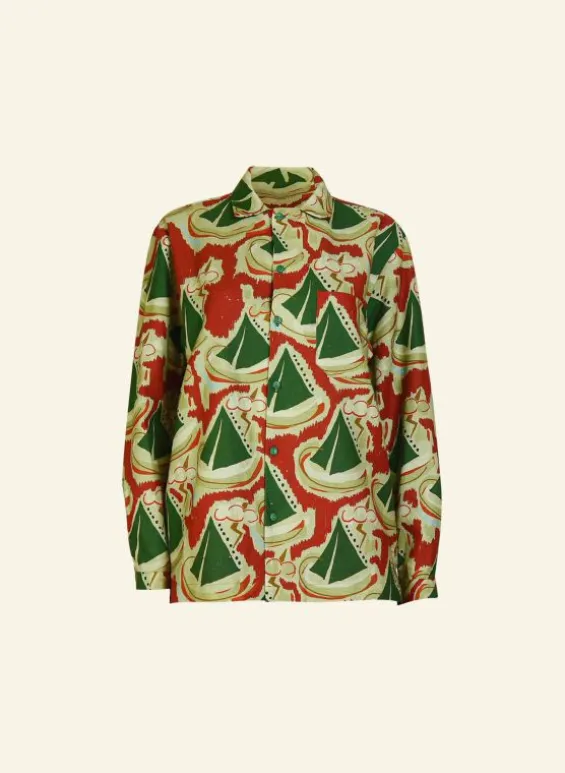 Cheap Palava Kit - Long Sleeve - Burgundy Sailing Boats Shirt