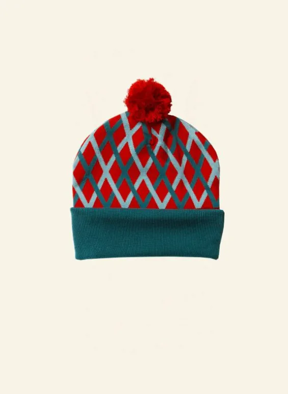Discount Palava Knitted Hat - Teal Lattice