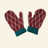 Sale Palava Knitted Mittens - Teal Lattice