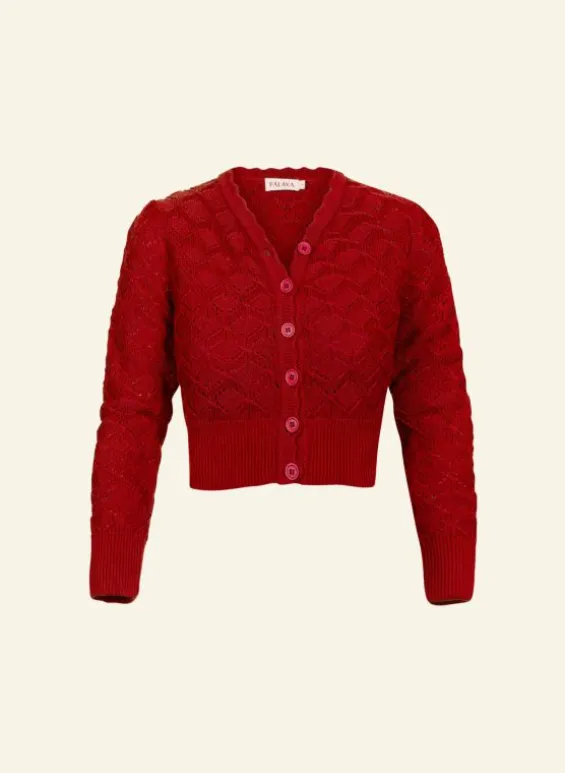 Best Palava Leah Winter Vine Knitted Cardigan - Burgundy