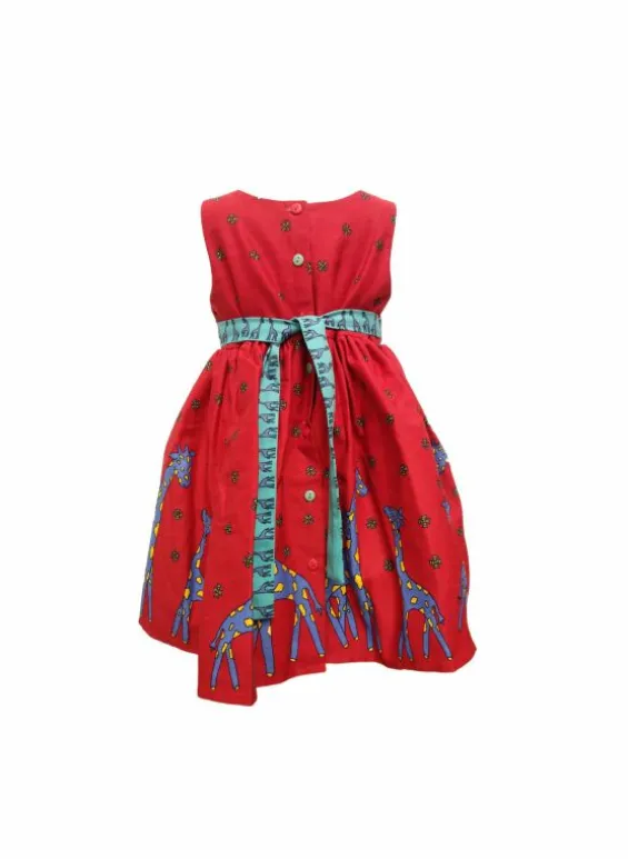 Fashion Palava Martha Children's Dress - Red Giraffe