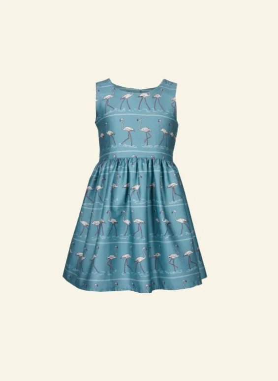 Online Palava Martha Children's Dress - Teal Flamingo