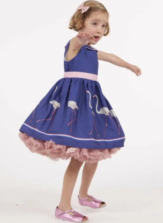 Cheap Palava Millie Children's Dress - Blue Flamingo