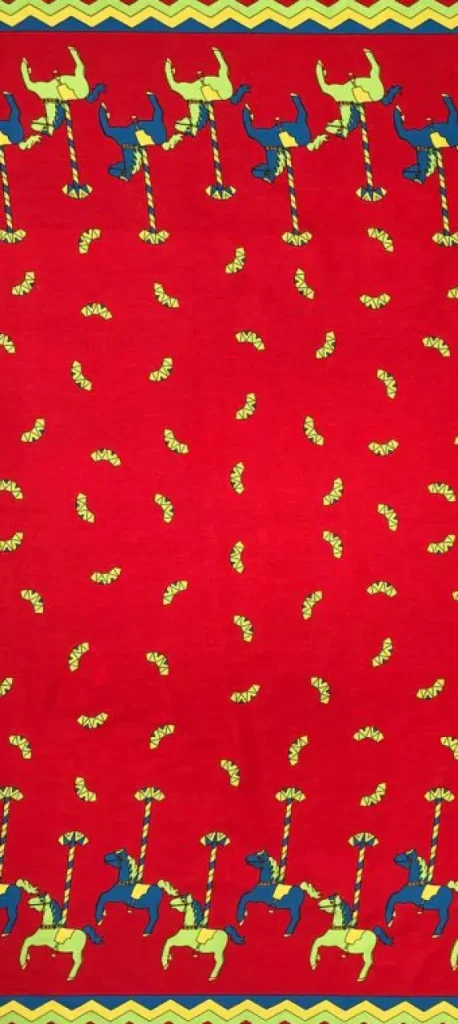Best Sale Palava Orange Carousel Print Fabric - Cotton