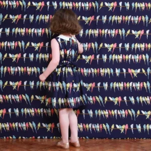 Shop Palava Penny Children's Dress - Navy Budgies