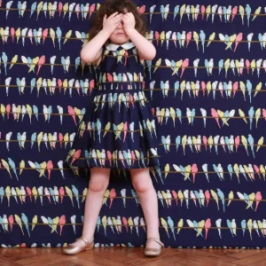 Shop Palava Penny Children's Dress - Navy Budgies