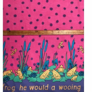 Hot Palava Pink Frog Lily Print Fabric - Cotton