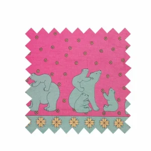 Hot Palava Pink/Green Polar Bear Fabric - Oilcloth