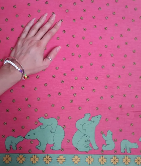 Hot Palava Pink/Green Polar Bear Fabric - Oilcloth