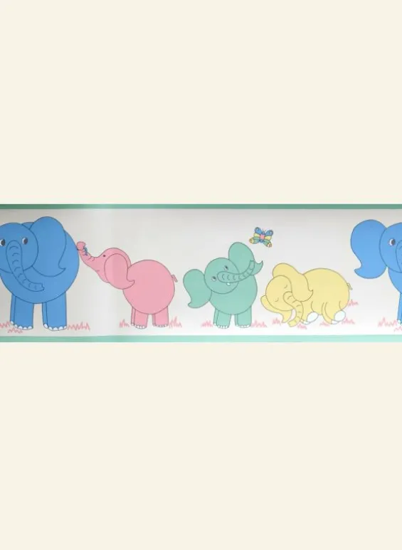 Best Sale Palava Poppy - Elephants (Pastel) - Wallpaper Border - 10m