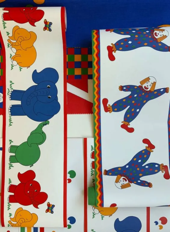 Outlet Palava Poppy - Elephants (Primary) - Wallpaper Border - 10m
