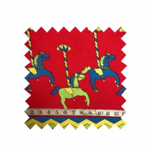 Shop Palava Red Carousel Print Fabric - Cotton