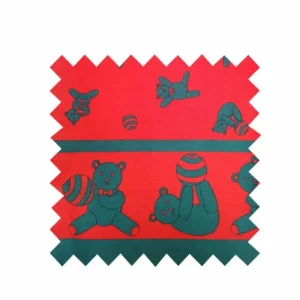 New Palava Remnant - 1m - Red/Green Teddy Fabric - Cotton Twill