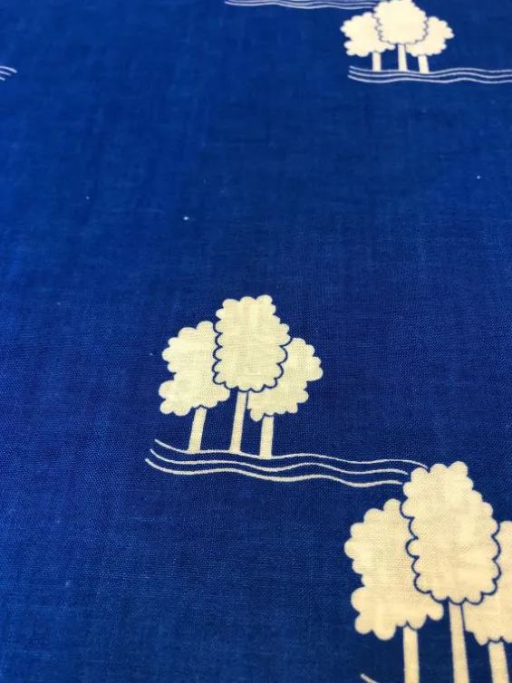 Best Sale Palava Remnant -100cm Blue Trees Fabric - Cotton