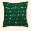Best Palava Simple Cushion Cover - Green Porcelain Dogs