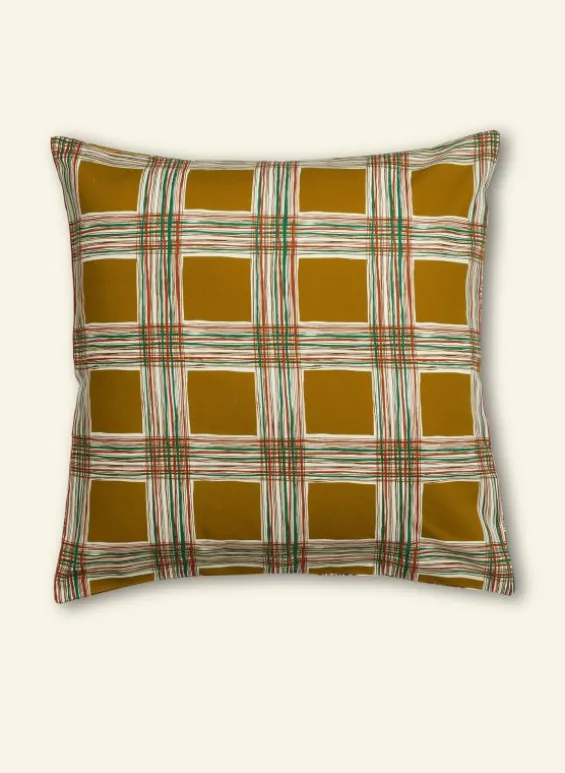 Outlet Palava Simple Cushion Cover - Mustard Checks