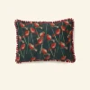 Clearance Palava Small Cushion Cover - Forest Green Robin